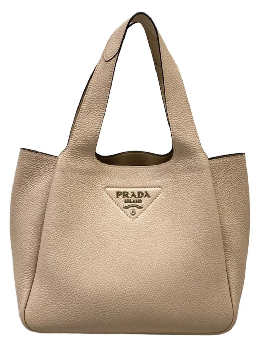 PRADA 1BG335 Pink Beige Vitello Dino Soft Leather Tote Bag
